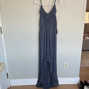 Express Navy Maxi Dress with Ruffle Accents